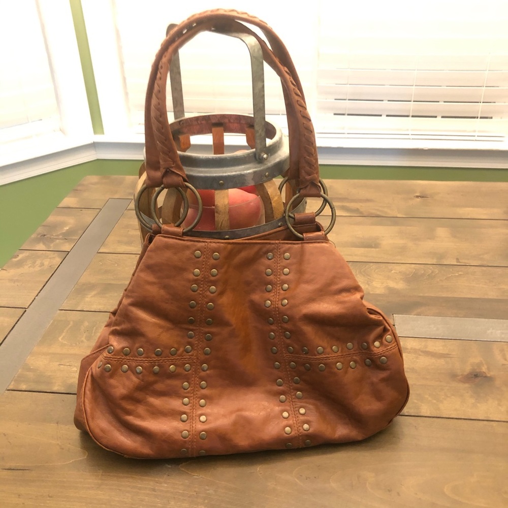 Brown Studded Hobo Bag